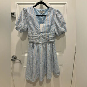 B. Right the label stripped dress sz M